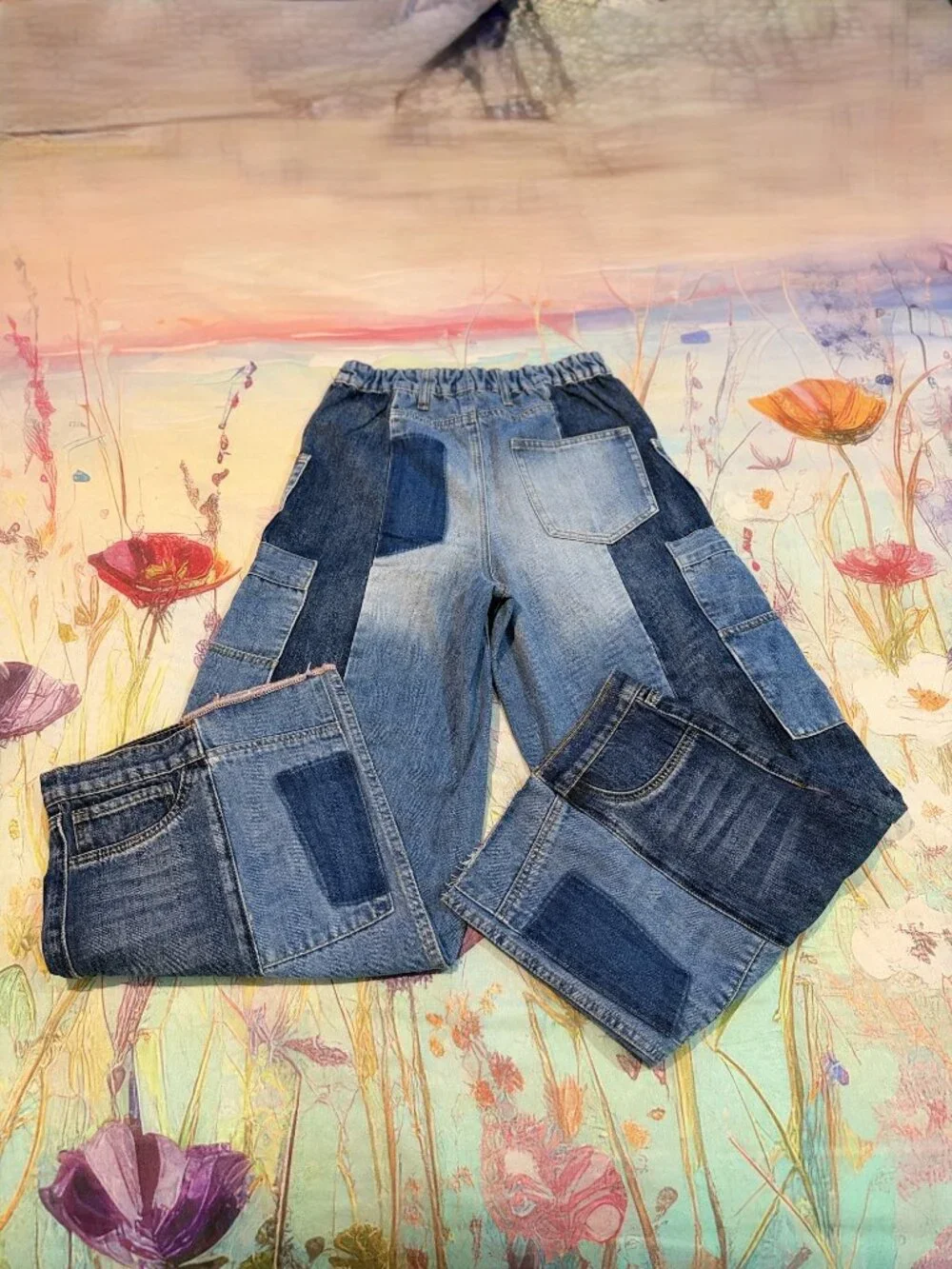 👖✨ OLI & HALI Upside Down Patchwork Jeans – Size M ✨👖